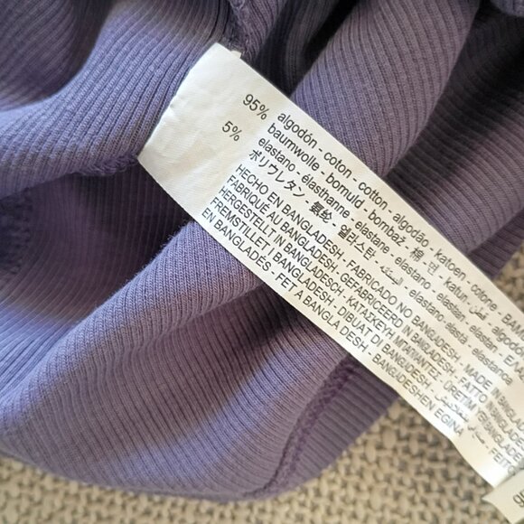 Zara Purple Turtleneck sleeveless Top ribbed cotton Size M - Picture 6 of 6